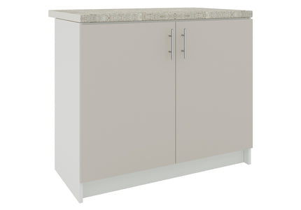 JD Greta Kitchen Fixed Height 1000mm Base Cabinet - Cashmere Matt With Worktop