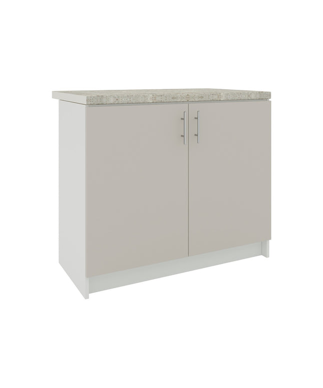 JD Greta Kitchen Fixed Height 1000mm Base Cabinet - Cashmere Matt With Worktop