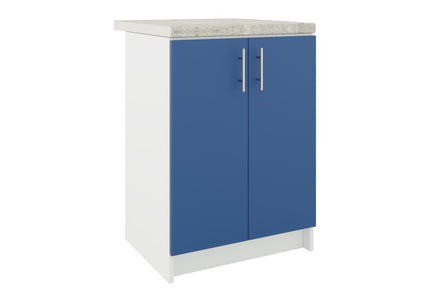 JD Greta Fixed Height Kitchen Base Unit 600mm - Navy Matt With Worktop