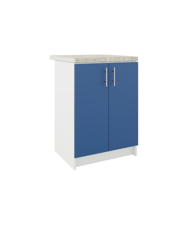 JD Greta Fixed Height Kitchen Base Unit 600mm - Navy Matt With Worktop