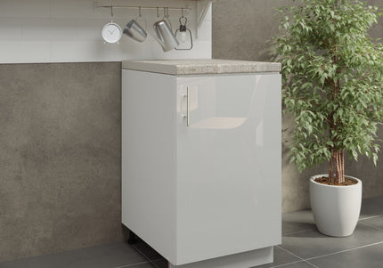 JD Greta Adjustable Kitchen Base Unit 500mm - White Gloss (With Worktop)