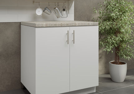 JD Greta Adjustable Legs Kitchen Sink Unit 800mm  - White Matt with Worktop