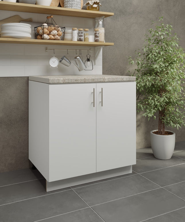 JD Greta Adjustable Legs Kitchen Sink Unit 800mm  - White Matt with Worktop