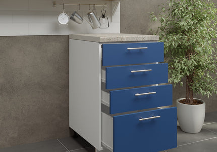 JD Greta Kitchen Adjustable 500mm Drawer Cabinet - Navy Matt with Worktop