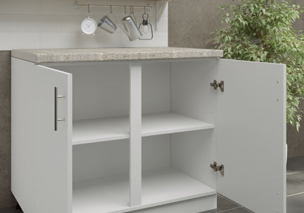 JD Greta Adjustable Kitchen Base Unit 1000mm - White Matt (With Worktop)