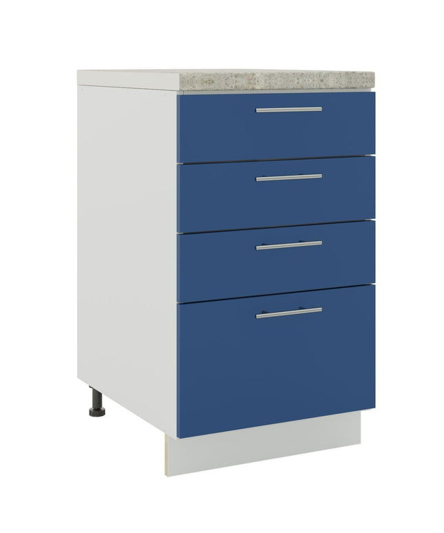 JD Greta Kitchen Adjustable 500mm Drawer Cabinet - Navy Matt with Worktop