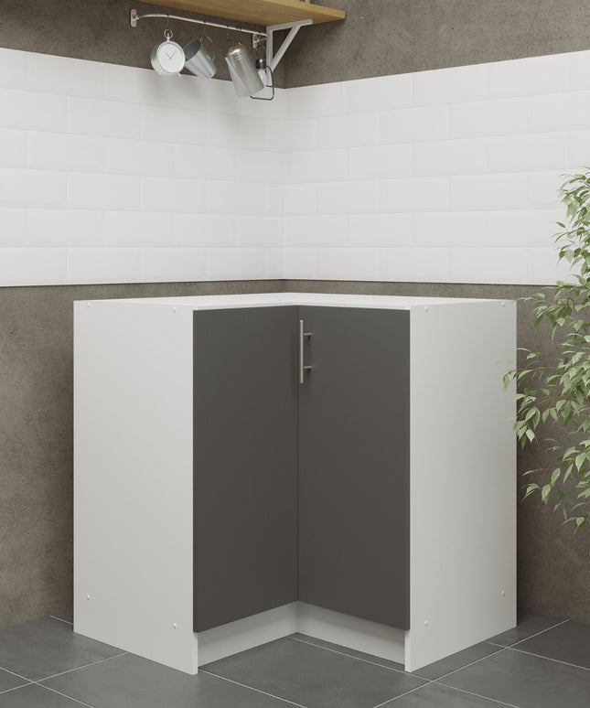 JD Greta NOT Adjustable Kitchen Base Corner Unit - Dark Grey Matt