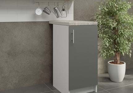 JD Greta NOT Adjustable Kitchen Base Unit 400mm - Grey Matt (With Worktop)
