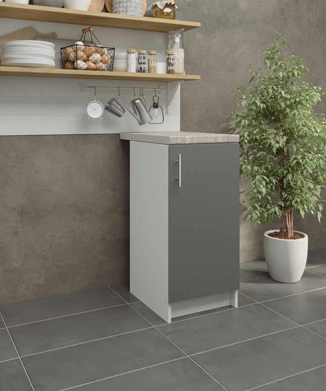 JD Greta NOT Adjustable Kitchen Base Unit 400mm - Grey Matt (With Worktop)