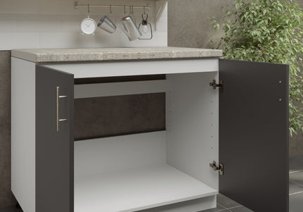 JD Greta Adjustable Legs Kitchen Sink Unit 1000mm  - Dark Grey Matt with Worktop