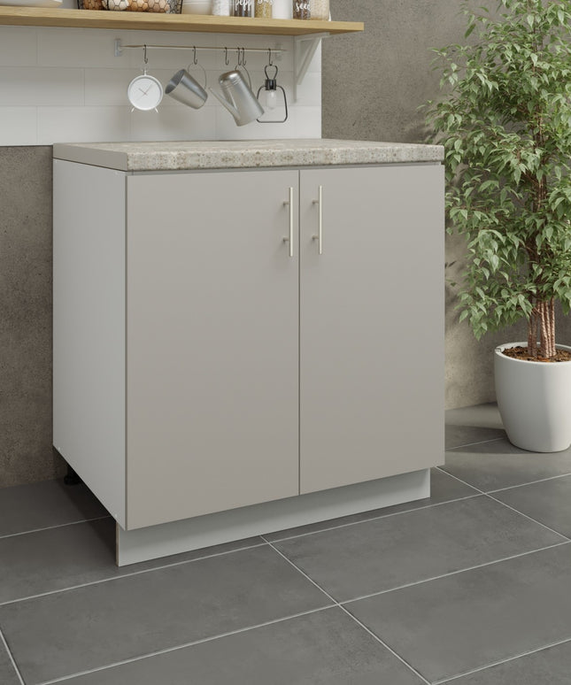 JD Greta Kitchen Adjustable 800mm Base Cabinet - Cashmere Matt with Worktop