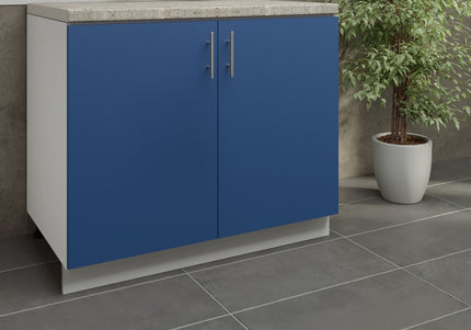 JD Greta Kitchen Adjustable 1000mm Sink Base Cabinet - Navy Matt with Worktop