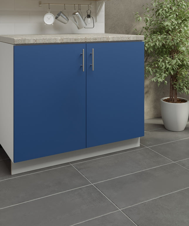 JD Greta Kitchen Adjustable 1000mm Sink Base Cabinet - Navy Matt with Worktop