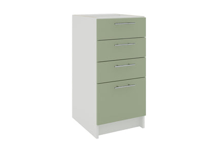 JD Greta Kitchen Fixed Height 400mm Base Drawer Cabinet - Sage Green Matt