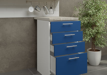 JD Greta Kitchen Fixed Height 500mm Drawer Cabinet - Navy Matt With Worktop