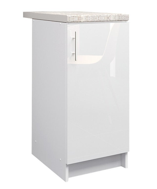JD Greta NOT Adjustable Kitchen Base Unit 400mm - White Gloss (With Worktop)