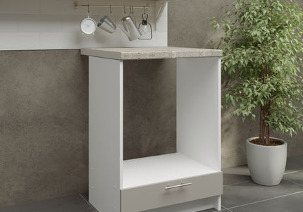 JD Greta Kitchen Fixed Height 600mm Oven Cabinet - Cashmere Matt With Worktop