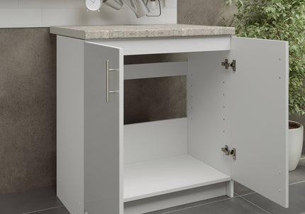 JD Greta Kitchen Sink Unit Fixed Height 800mm Cabinet – White Gloss With Worktop