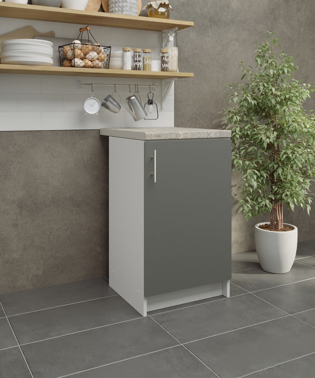JD Greta NOT Adjustable Kitchen Base Unit 500mm - Grey Matt (With Worktop)