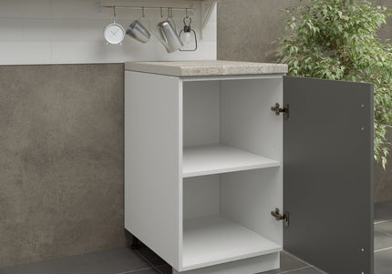 JD Greta Adjustable Kitchen Base Unit 500mm - Grey Matt (With Worktop)