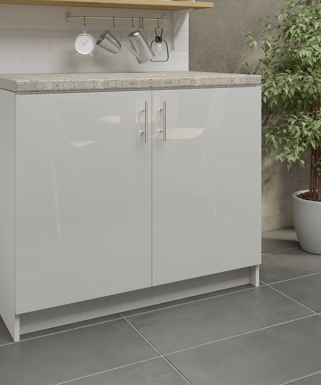 JD Greta Kitchen Sink Unit Fixed Height 1000mm Cabinet – White Gloss, Worktop