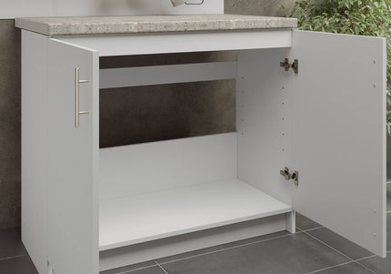 JD Greta Kitchen Sink Unit Fixed Height 1000mm Cabinet – White Matt With Worktop