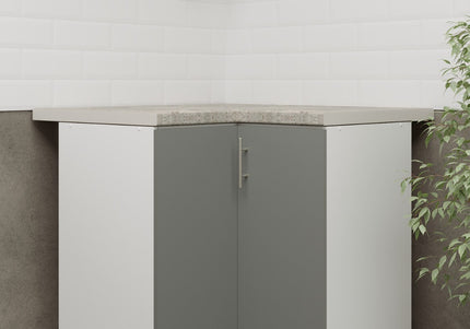 JD Greta NOT Adjustable Kitchen Base Corner Unit - Grey Matt With Worktop