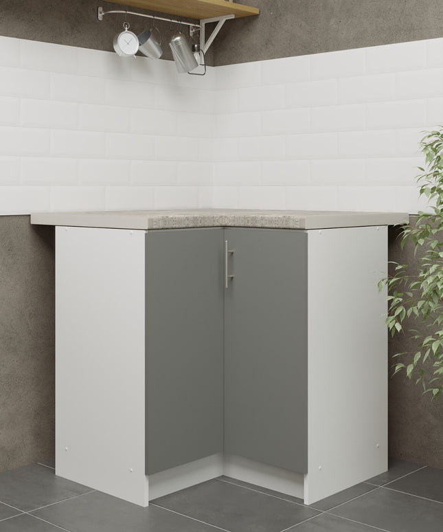 JD Greta NOT Adjustable Kitchen Base Corner Unit - Grey Matt With Worktop