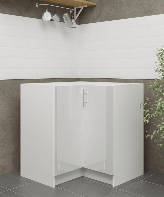 JD Greta NOT Adjustable Kitchen Base Corner Unit - White Gloss