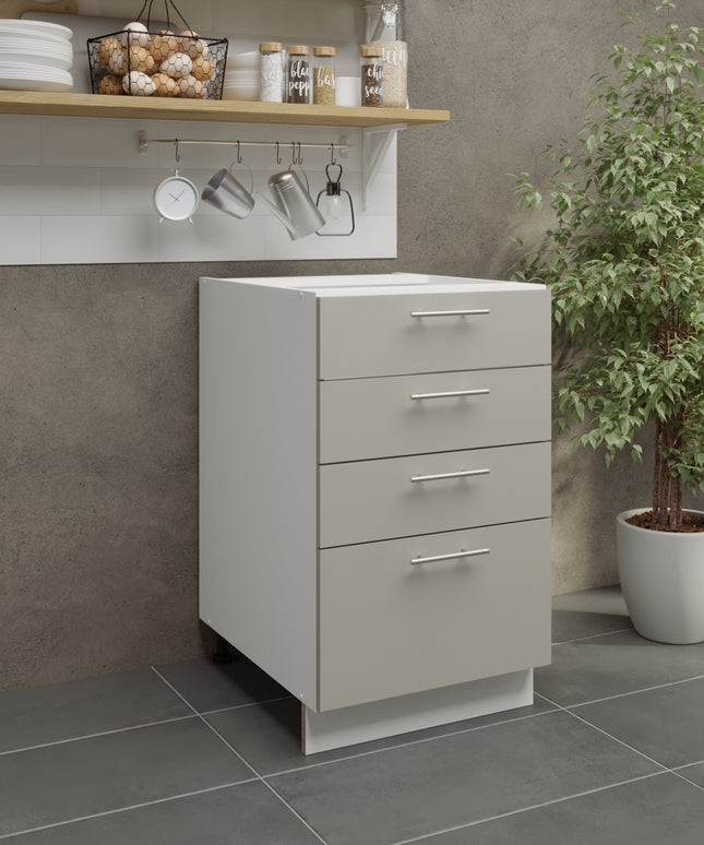 JD Greta Kitchen Adjustable 500mm Base Drawer Cabinet - Cashmere Matt