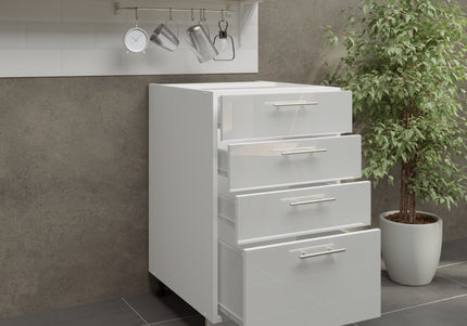 JD Greta Adjustable Legs Kitchen Drawer Unit 500mm - White Gloss