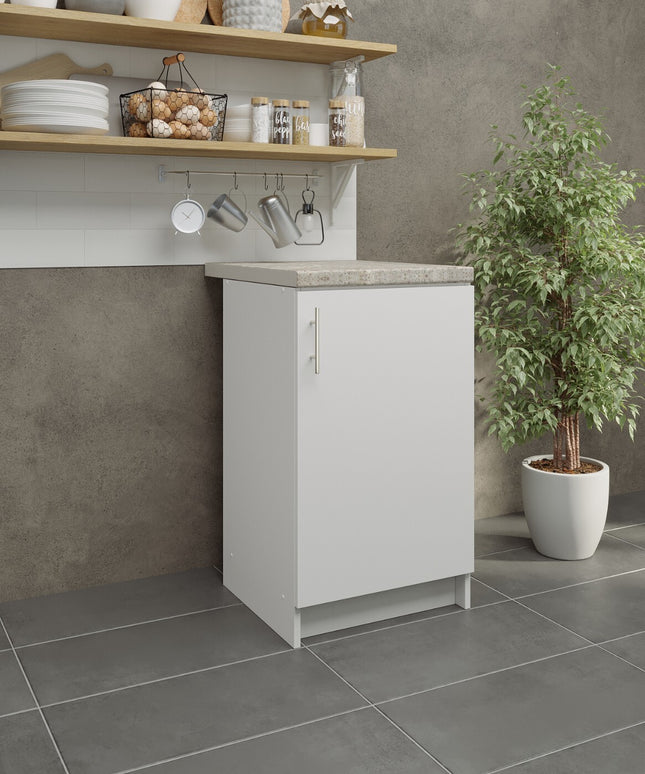 JD Greta NOT Adjustable Kitchen Base Unit 500mm - White Matt (With Worktop)
