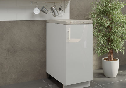 JD Greta Adjustable Kitchen Base Unit 400mm - White Gloss (With Worktop)