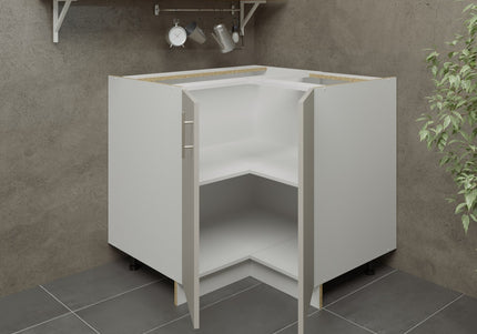 JD Greta Kitchen Adjustable 900mm Corner Base Cabinet - Cashmere Matt
