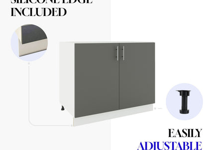 JD Greta Kitchen Adjustable 900mm Corner Cabinet - Navy Matt with Worktop