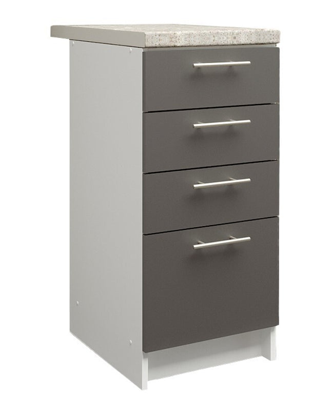JD Greta Kitchen Base Drawer Unit 400mm Cabinet - Dark Grey (With Worktop)