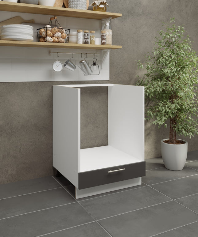 JD Greta Adjustable Legs Kitchen Oven Unit 600mm - Dark Grey Matt