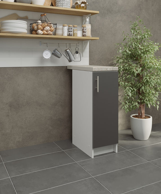 JD Greta NOT Adjustable Kitchen Base Unit 300mm - Dark Grey Matt (With Worktop)