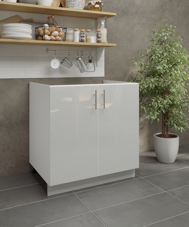 JD Greta Adjustable Legs Kitchen Sink Unit 800mm  - White Gloss