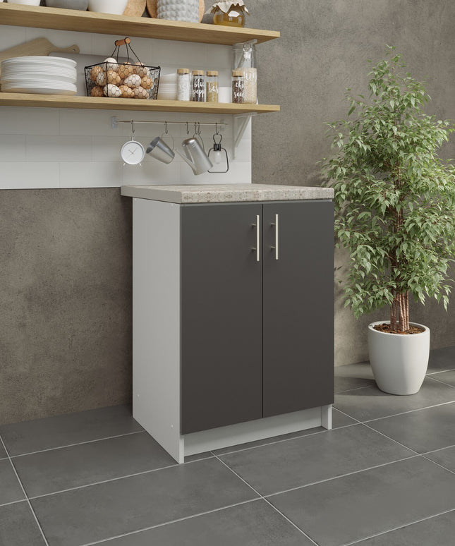 JD Greta NOT Adjustable Kitchen Base Unit 600mm -Dark Grey Matt (With Worktop)