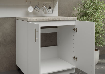 JD Greta Adjustable Legs Kitchen Sink Unit 800mm  - White Matt with Worktop