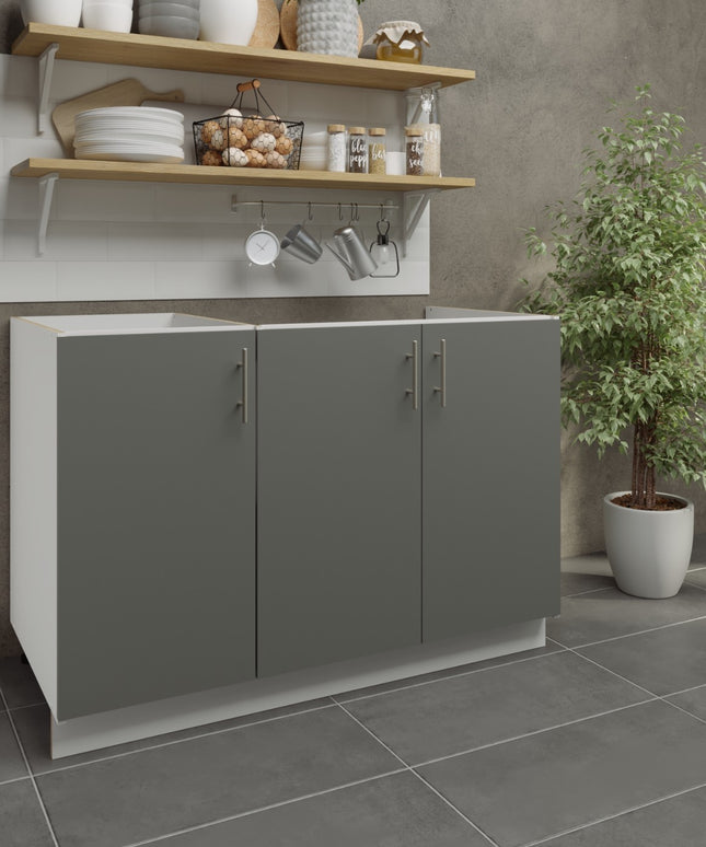 JD Greta Adjustable Legs Kitchen Sink Unit 1200mm  - Grey Matt