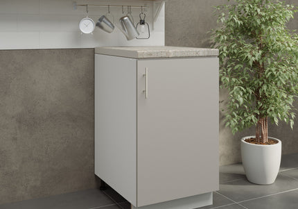 JD Greta Kitchen Adjustable 500mm Base Cabinet - Cashmere Matt with Worktop