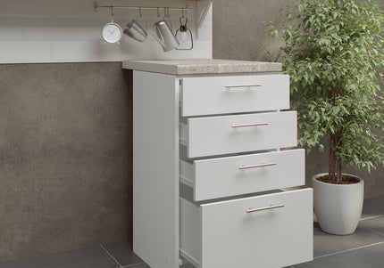 JD Greta Kitchen Base Drawer Unit 500mm Cabinet - White Matt (With Worktop)