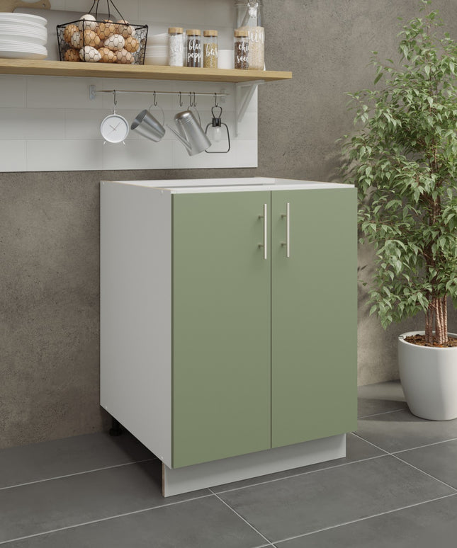 JD Greta Kitchen Adjustable 600mm Base Cabinet - Sage Green Matt