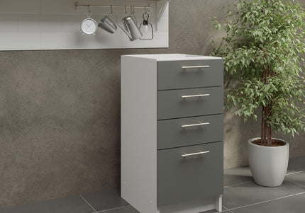 JD Greta NOT Adjustable Kitchen Drawer Unit 400mm - Grey Matt