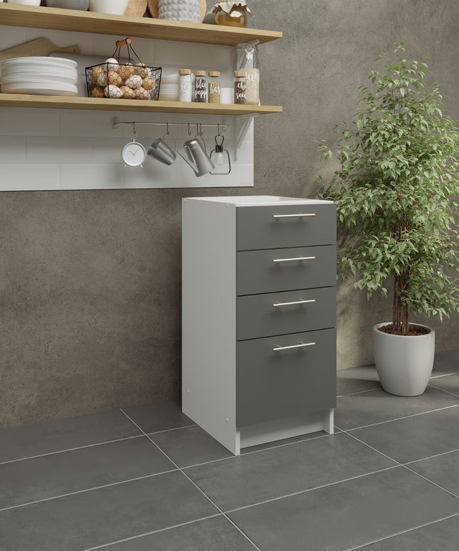 JD Greta NOT Adjustable Kitchen Drawer Unit 400mm - Grey Matt