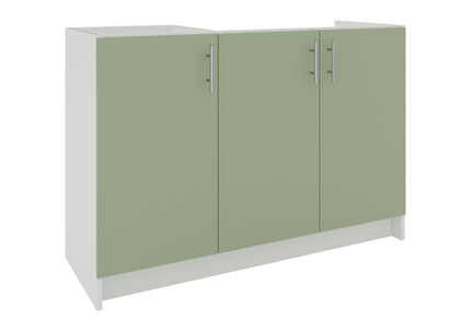 JD Greta Kitchen Fixed Height 1200mm Sink Base Cabinet - Sage Green Matt