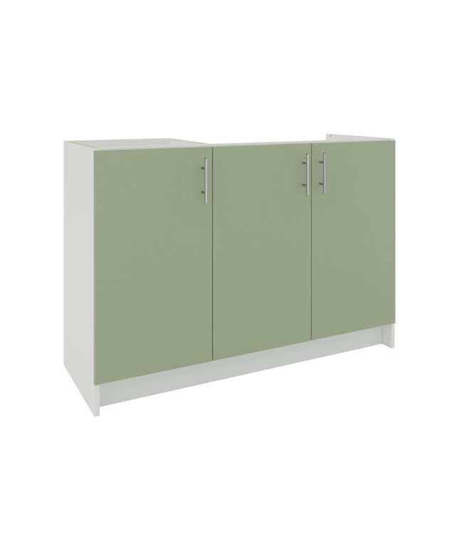 JD Greta Kitchen Fixed Height 1200mm Sink Base Cabinet - Sage Green Matt