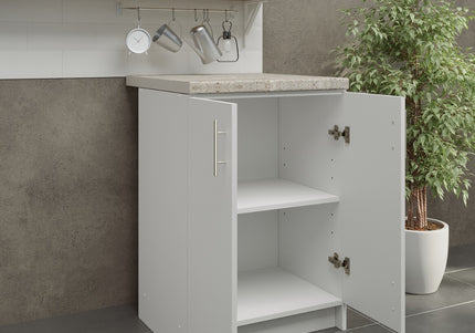 JD Greta NOT Adjustable Kitchen Base Unit 600mm - White Matt (With Worktop)